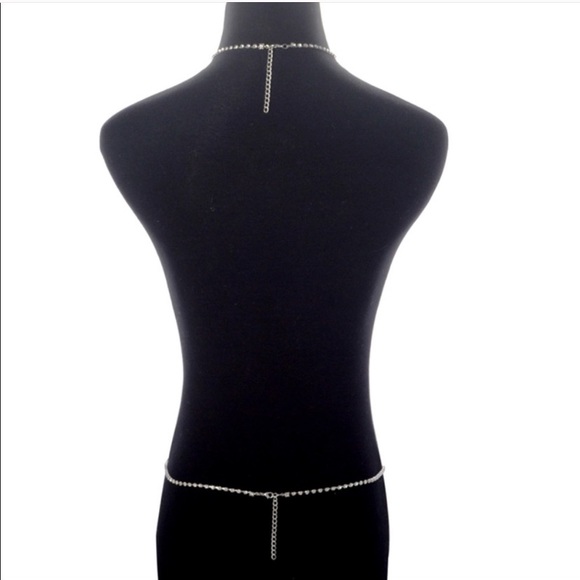Charm Silver Body Chain Crystal Rhinestone Harness - Picture 3 of 12